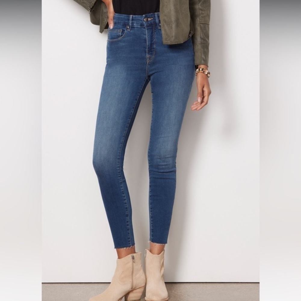 GOOD AMERICAN NWT WOMEN’S GOOD WAIST HIGH RISE CROPPED SKINNY BLUE JEAN SZ 00/24